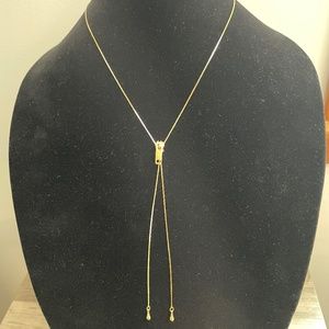 Vintage Gold Tone Adjustable Zipper Lariat Necklace New Old Stock
